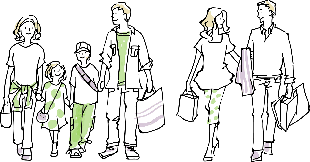 恋人や家族が楽しそうに出かけている