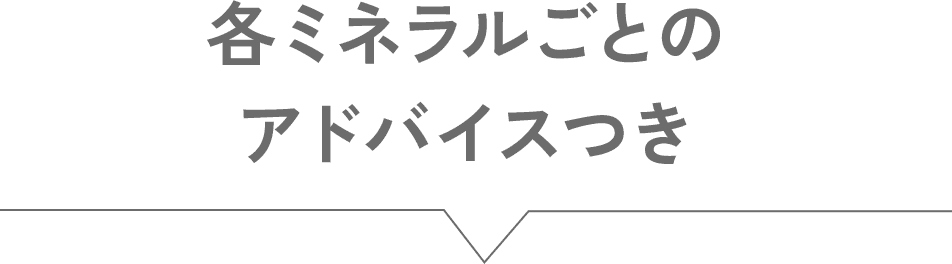 各ミネラルごとのアドバイスつき