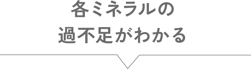 各ミネラルの過不足がわかる